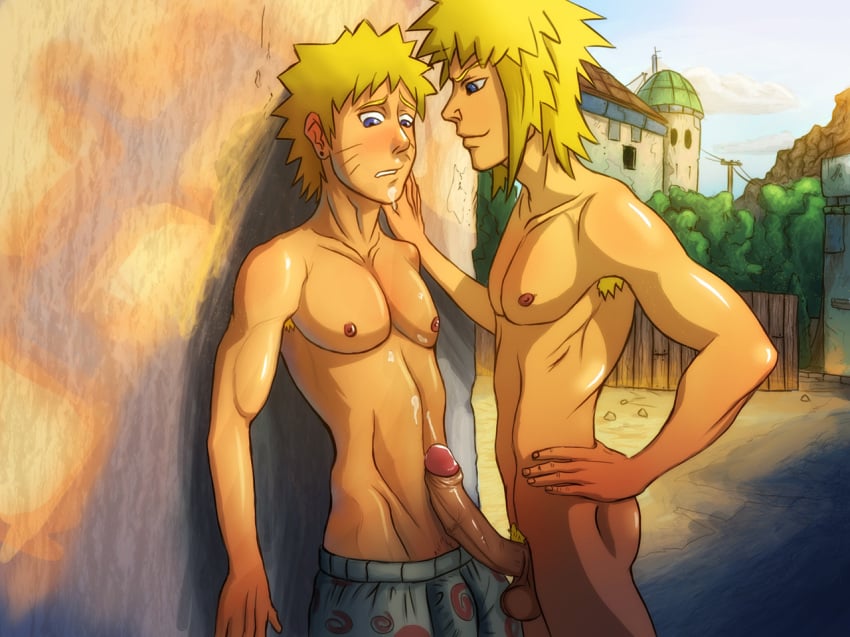 2boys anma armpit_hair blonde_hair dilf father father_and_son fraternity gay human incest lad male male_only multiple_boys multiple_males muscle namikaze_minato naruto penis pubic_hair straight_hair teen_boy uncensored uzumaki_naruto yaoi