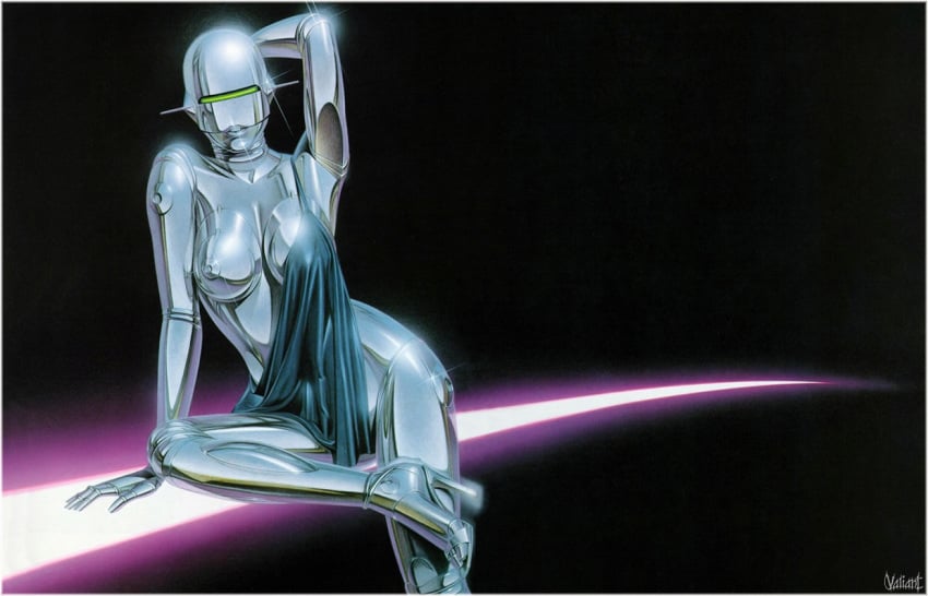 female hajime_sorayama pinup robot sexy_robot_(hajime_sorayama) shiny skimpy solo technofilia