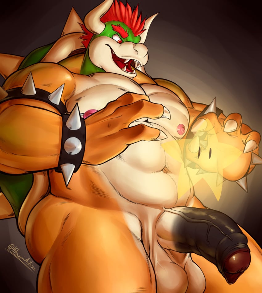 1boy 2022 abs absurd_res anthro armband balls ballsack bara barazoku beefy biceps big_balls big_muscles big_penis black_background bowser bracelet claws erection eyebrows foreskin foreskin_folds genitals glowing hi_res horns huge_balls huge_cock huge_muscles humanoid_genitalia humanoid_penis illumination_entertainment intact jewelry khayen koopa loose_foreskin male male_nipples male_only mario_(series) masculine muscles muscular_anthro muscular_male navel nintendo non-mammal_balls non-mammal_nipples nude_male open_mouth open_smile partially_retracted_foreskin pecs penis red_eyes red_hair scalie scrotum shell simple_background smile solo spiked_armband spiked_bracelet spiked_shell spikes spikes_(anatomy) standing star super_mario_bros. super_mario_bros._(2023_film) teeth testicles text thick_penis thick_thighs tongue translucent uncut url vein video_games