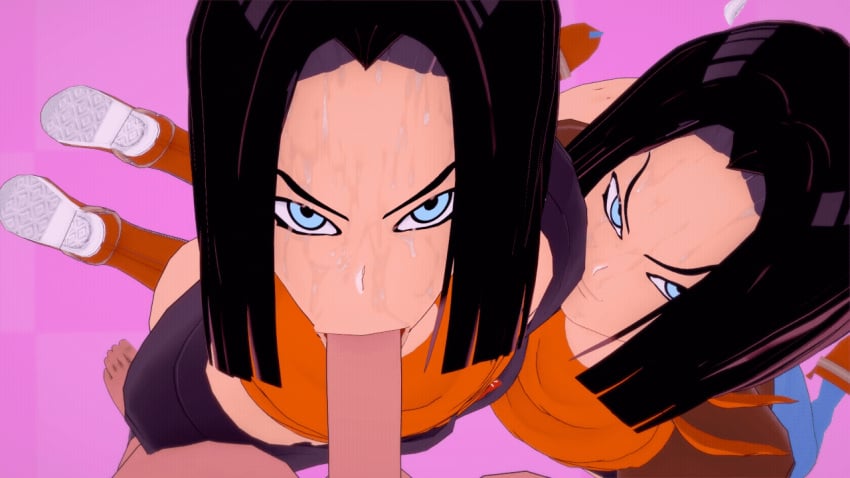 3d :>= android android_17 animated blowjob cum cum_on_face dragon_ball dragon_ball_super fellatio femboy gay oral oral_sex pov sunshine17 yaoi