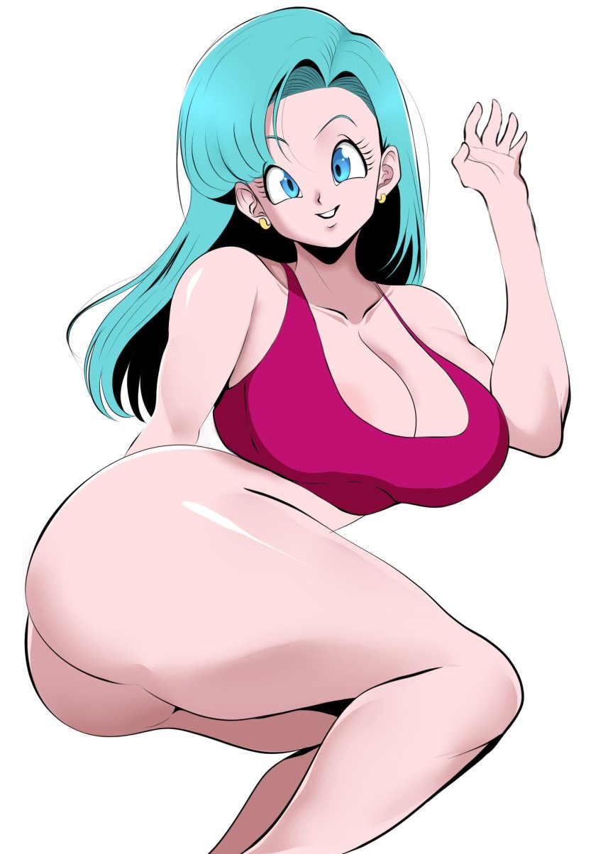 1girls 2d 2d_(artwork) artist_name big_breasts blue_eyes blue_hair blush breasts bulma bulma_briefs bulma_briefs_(garlic_jr_saga) dragon_ball dragon_ball_z erect_nipples exhibitionism eye_contact female female_focus female_only hips huge_breasts light-skinned_female light_blue_hair light_skin looking_at_viewer one-piece_swimsuit open_mouth powkasa shounen_jump smile smiling solo solo_female swimsuit swimwear teenage_bulma teenage_girl teenager thick_thighs thighs tight_clothing waving_at_viewer wide_hips