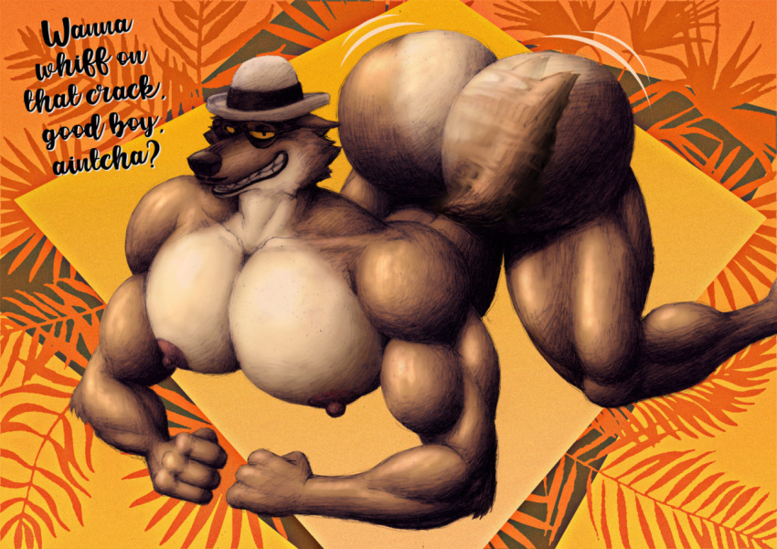 1boy 2d_(artwork) anthro asking ass ass_up back_muscles big_butt big_muscles big_pecs brown_body brown_fur bubble_butt canid canine canis clenched_teeth clothing dreamworks eyewear from_side fur gay hat hat_only headgear headgear_only headwear headwear_only huge_butt huge_muscles huge_pecs huge_thighs inviting looking_at_viewer looking_pleasured lying_on_ground male male_only mammal mostly_nude motion_lines mr._wolf_(the_bad_guys) muscular muscular_anthro muscular_arms muscular_legs muscular_male nipples nude pecs playful presenting presenting_hindquarters question_to_viewer smile smiling_at_viewer solo spread_legs spreading sunglasses tail_motion tailwag teeth ten-kun the_bad_guys thick_thighs wolf yaoi yellow_eyes