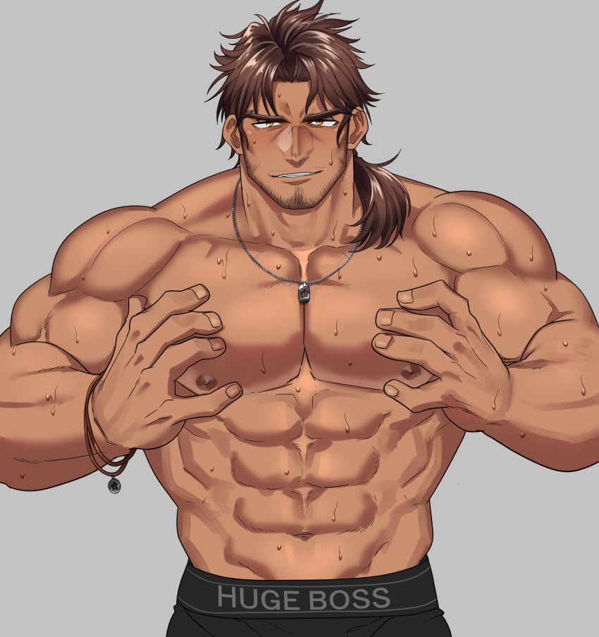 abs belmond_banderas brown_hair male male_focus male_only muscular muscular_male nijisanji virtual_youtuber vtuber yksb2