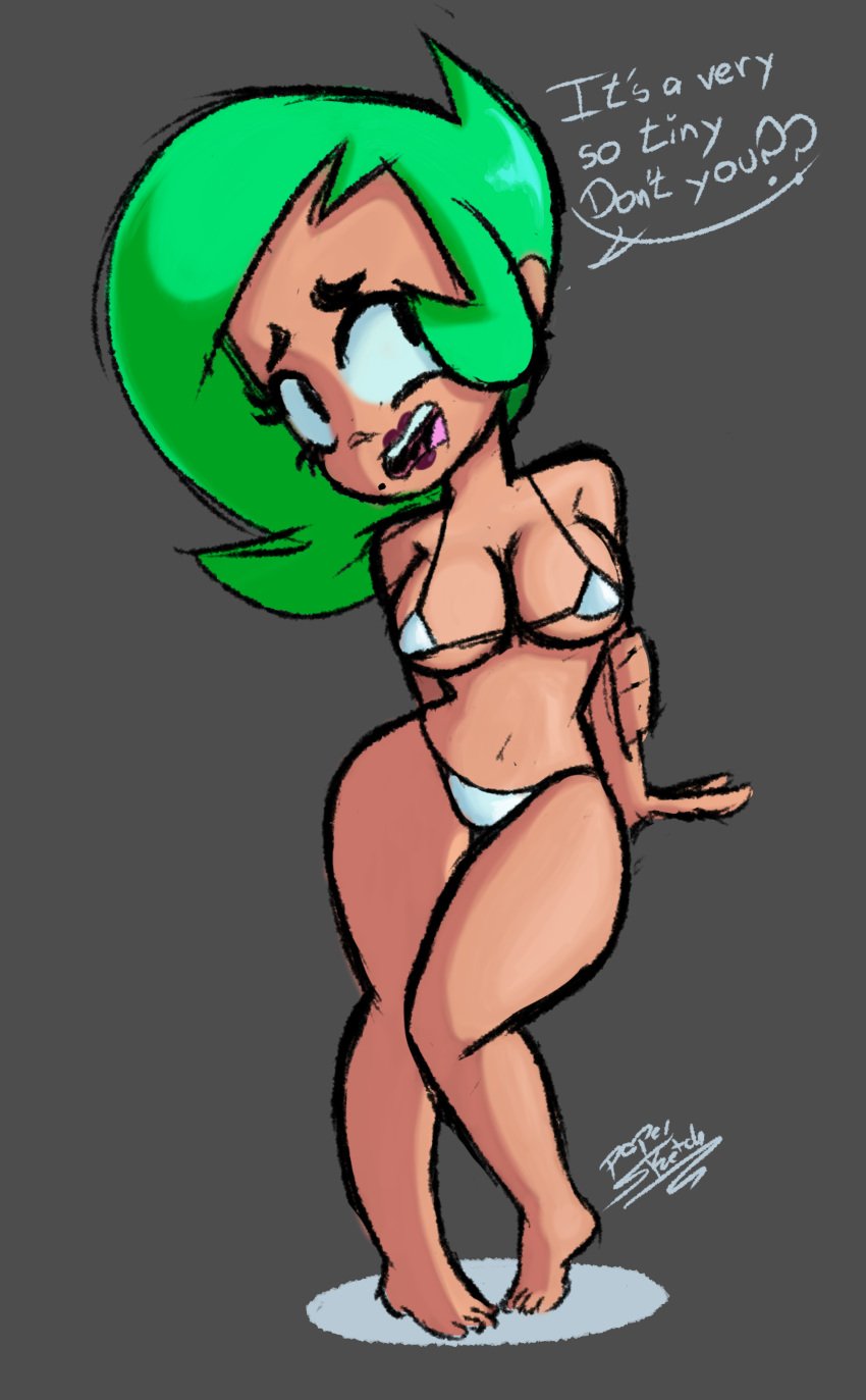 bikini brawl_stars clothed clothing green_hair lola_(brawl_stars) luna_hombre micro_bikini mostly_nude