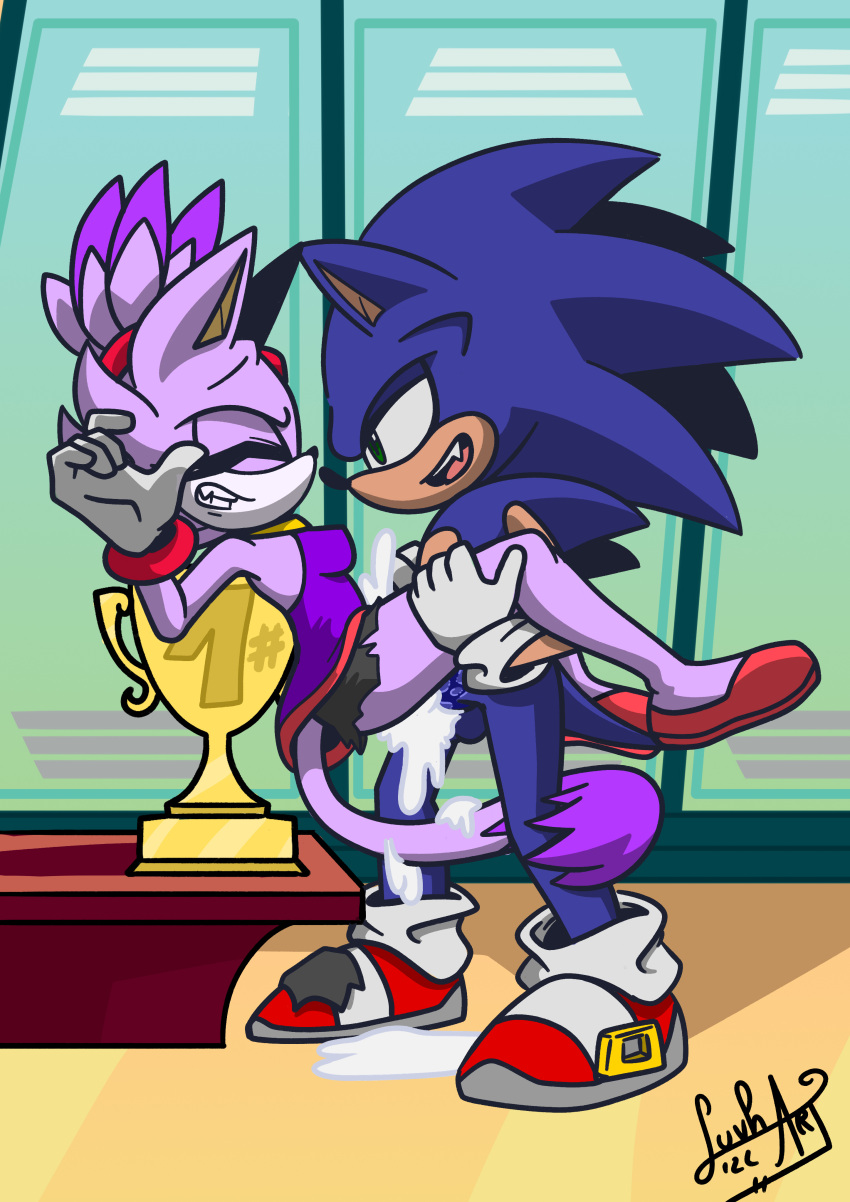 absurd_res anthro blaze_the_cat bodily_fluids breasts clothing container cum cum_inside cup detailed_background domestic_cat duo eulipotyphlan feline female footwear genital_fluids gloves handwear hedgehog hi_res leg_grab locker locker_room looking_pleasured luhvart male mammal mario_and_sonic_at_the_olympic_games red_clothing red_footwear red_shoes sega sex shoes small_breasts smile sonic_(series) sonic_the_hedgehog sonic_the_hedgehog_(series) swimwear torn_clothing