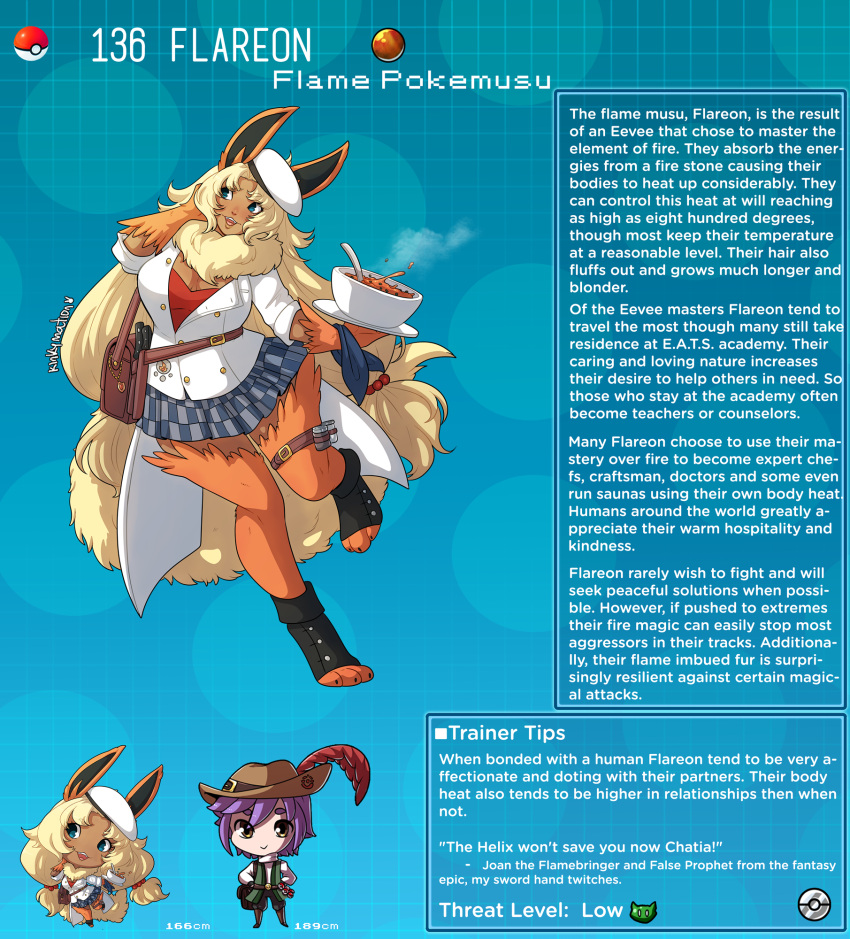 creature_index eeveelution english_text female_focus flareon hi_res kinkymation nintendo page_136 page_number pokémon_(species) pokedex pokemon pokemon-girl_encyclopedia pokemorph pokemusu profile tagme text_box