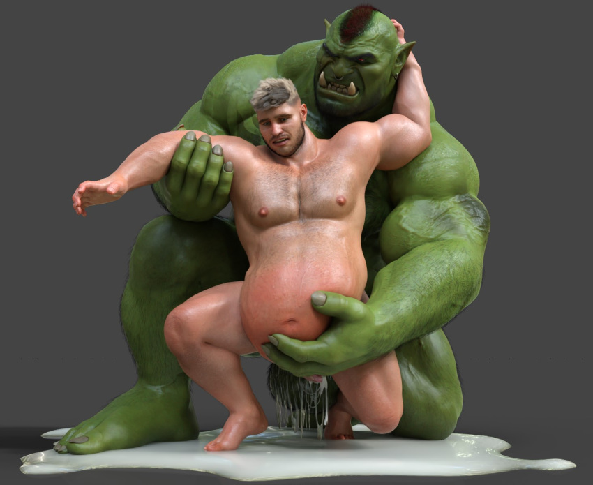 3d ad-games big_belly bodily_fluids cum cum_inside duo fangs gay genital_fluids green_body green_skin human human_male humanoid humanoid_pointy_ears inflation light-skinned_male light_skin male male/male male_only mammal muscular muscular_male nipples orc orc_male ready_to_pop size_difference vein veiny_muscles