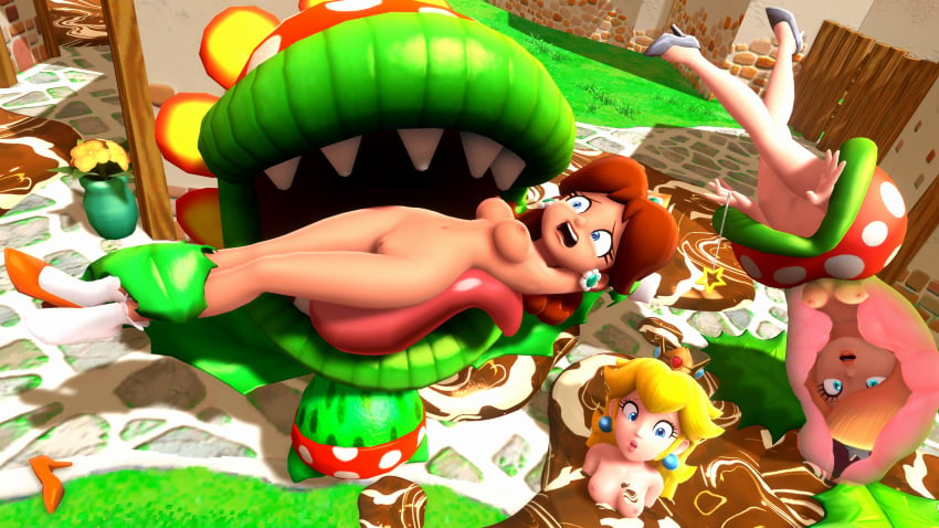 3d alternate_version_at_source alternate_version_available auburn_hair blonde_hair blue_eyes breasts brown_hair freckles gloves high_heels light_skin mario_(series) nintendo one_shoe one_shoe_on onmodel3d petey_piranha piranha_plant plant_vore princess_daisy princess_peach princess_rosalina red_hair socks soft_vore stuck stuck_in_goo super_mario_bros. super_mario_sunshine tan_skin vore xray_view