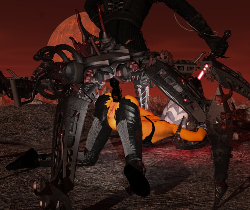1girls 3d ahsoka_tano anal black_boots black_bra black_legwear blue_eyes breasts crawling darth_maul defeated defeated_heroine female lava lightsaber orange_body orange_skin rape ribs scared skin_tight skinny small_breasts star_wars that3dartist the_clone_wars:_season_seven togruta