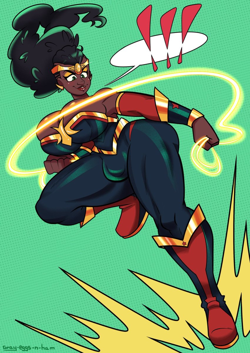 1futa abigail_owens_(superscrub) action_pose african_female black_hair cosplay dark-skinned_futanari futanari gray-eggs-n-ham green_eyes lasso_of_truth nubia wonder_woman_(cosplay)