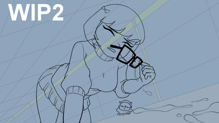 2d 2d_animation animated bent_over color colored daphne_blake derpixon glasses glasses_removed line_art no_color on_ground scooby-doo simple_background sketch skirt suggestive_fluid sweater tagme velma_dinkley wip