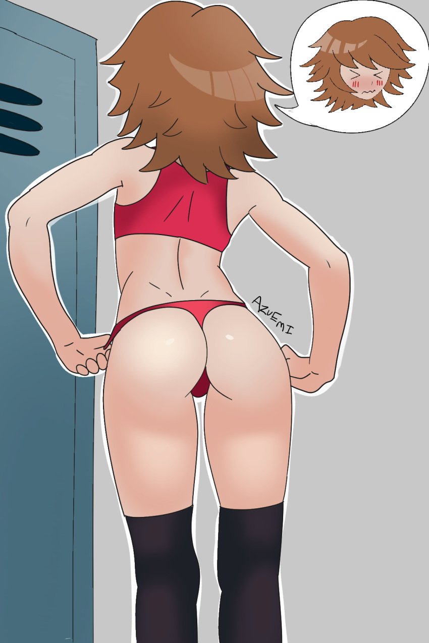 ass_focus azureemmi_(artist) crossdressing danganronpa danganronpa:_trigger_happy_havoc fujisaki_chihiro