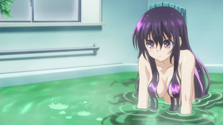 anime_girl bathroom bathtub cleavage date_a_live encouraging encouraging_viewer female female_focus female_only glare glaring glaring_at_viewer hair in_water long long_hair long_purple_hair looking_at_viewer off_breasts pale-skinned_female pale_skin pink purple_eyes purple_hair schoolgirl seducing seductive_body sexy shiny shiny_breasts shiny_eyes shiny_skin showing showing_belly showing_breasts showing_off skirt yatogami_shido yatogami_tohka