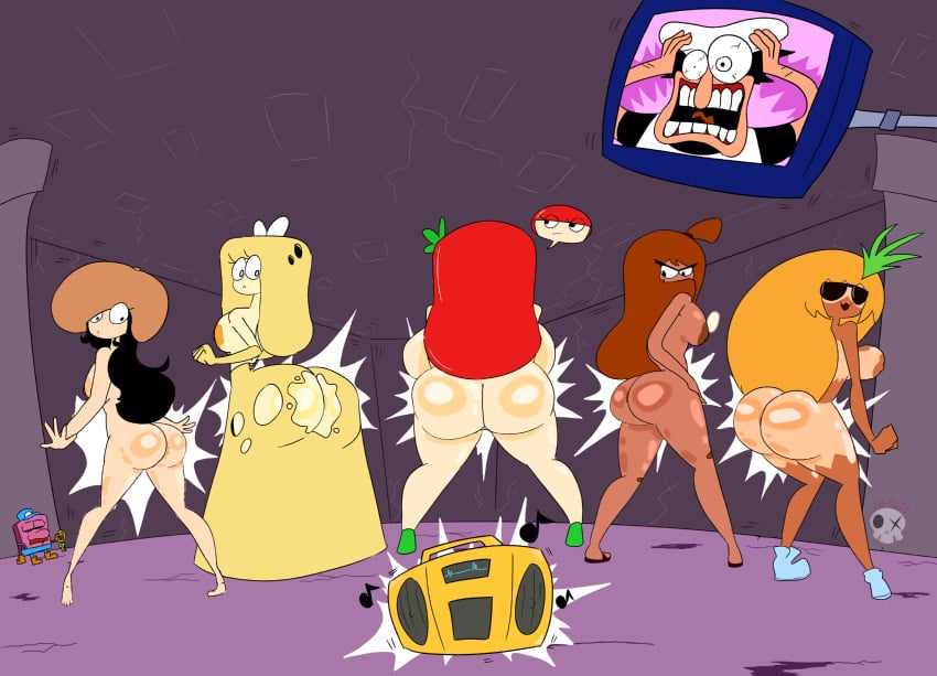 2boys 5girls anus anus_peek ass ass_bigger_than_head ass_shake asshole big_ass big_breast black_hair blonde_hair boombox butt_crack cheese_toppin cleavage da-fuze dress edit edited_image female gerome gold_boombox_(prevence) hair hypnosis large_breasts long_hair looking_back male mind_control minus8 multiple_girls mushroom_toppin nude nude_female peppino_spaghetti pineapple_toppin pizza_tower pussy ripped_clothing sausage_toppin shiny_ass shiny_butt shiny_skin standing sunglasses tagme tanline third-party_edit tomato_toppin twerk twerk_hypnosis twerking