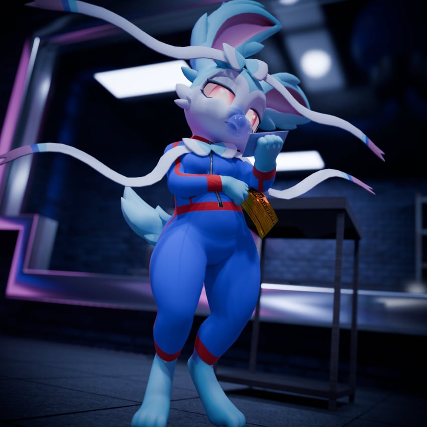 absolutegoofny big_breasts blueberry_inflation breasts eeveelution female furry furry_female furry_only huge_breasts inflation pokemon pokemon_(species) sylveon thick_thighs wide_hips