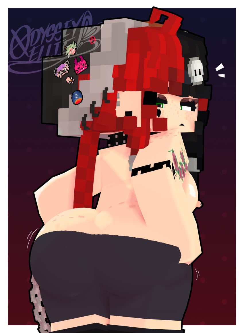 1girls 3d 3d_(artwork) ass big_ass bubble_butt ellie_walls_(odysseyellie) female female_only goth goth_girl huge_ass mine-imator minecraft odysseyellie png solo struggling struggling_to_fit thick_thighs wide_hips