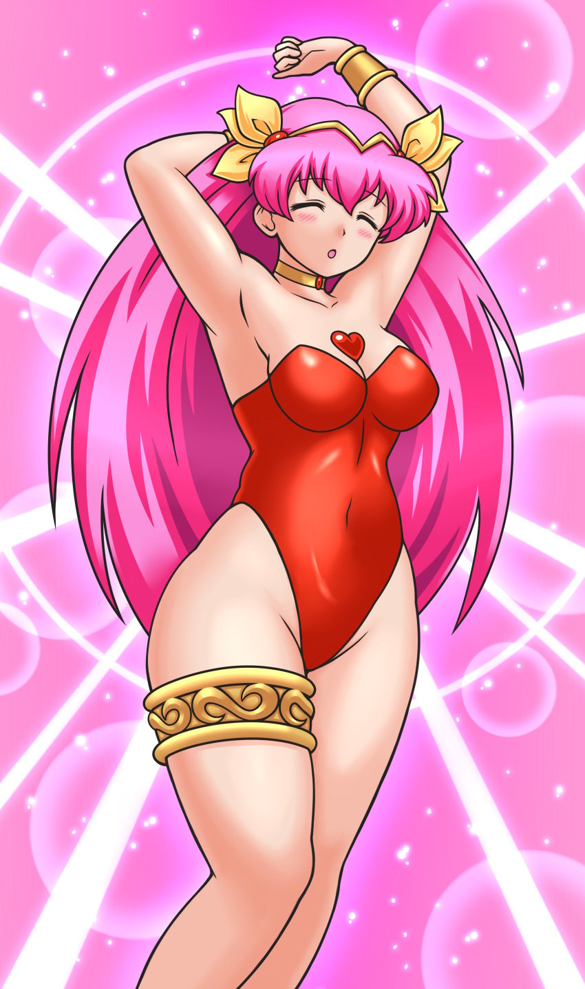 absurdres abuse ai_tenshi_densetsu_wedding_peach armpits beaten breasts female hanasaki_momoko highleg highres injury lactation lactation large_breasts leotard long_hair magical_girl pain ryona strangling thighhighs torn_clothes