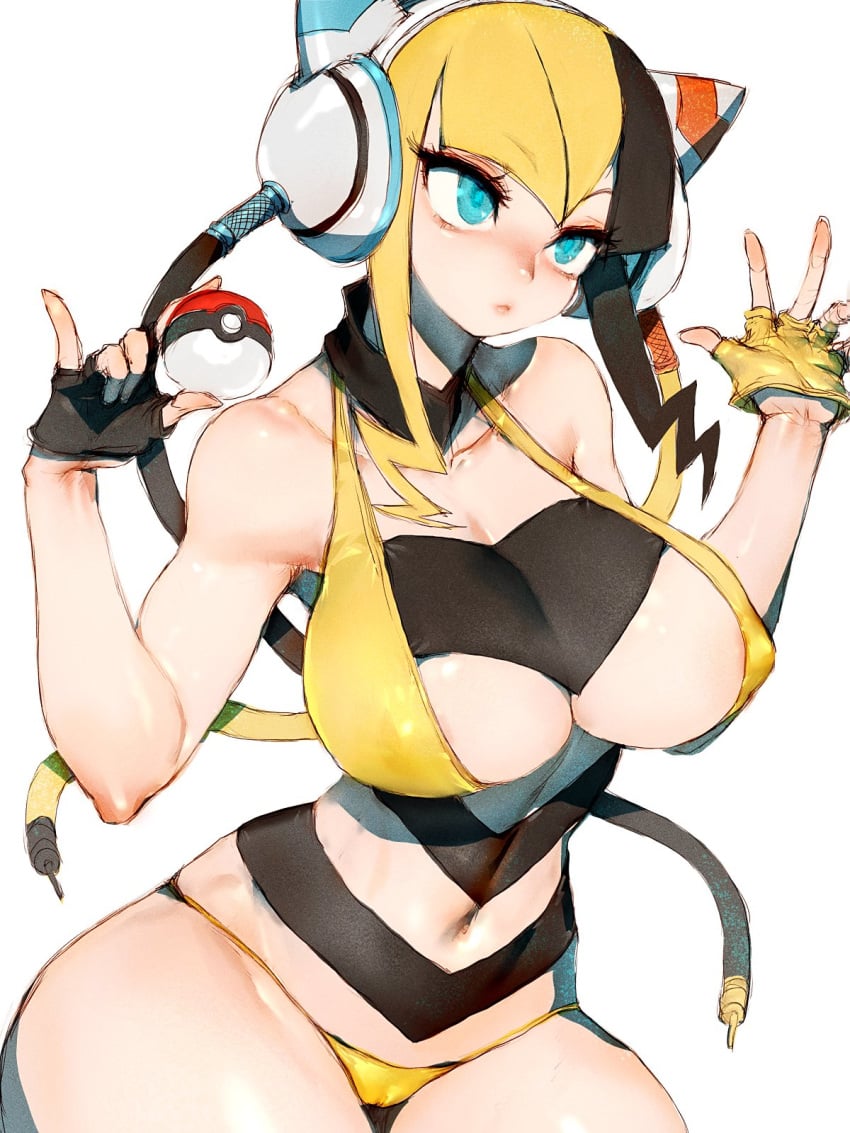 1girls breasts cameltoe elesa_(pokemon) female female_only fumio_(rsqkr) large_breasts light-skinned_female light_skin nintendo pokemon solo thick_thighs thighs white_background wide_hips