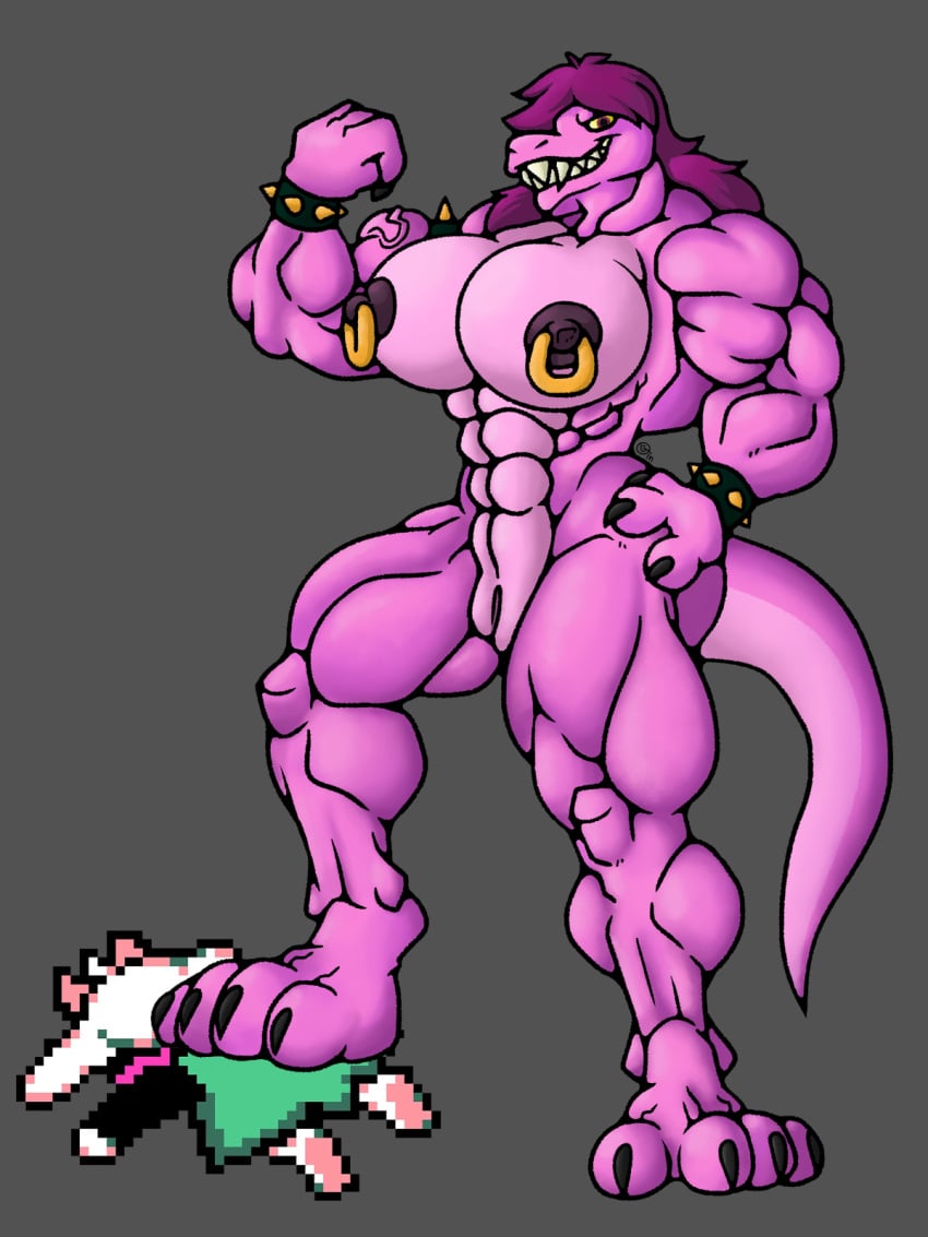 abs anthro ass biceps big_breasts big_butt big_muscles big_pecs breasts claws deltarune digital_drawing_(artwork) digital_media_(artwork) dinosaur duo feet female female/female fingers genitals gin98 hair hi_res huge_breasts huge_butt huge_hips huge_muscles huge_pecs huge_thighs hyper hyper_muscles looking_at_viewer male male/female mammal muscular muscular_anthro nipple_piercing nipples nude pecs piercing prehistoric_species pubes pussy ralsei reptile scalie shaded simple_background smile solo stepped_on susie_(deltarune) tail teeth thick_thighs toes undertale undertale_(series) vein wide_hips