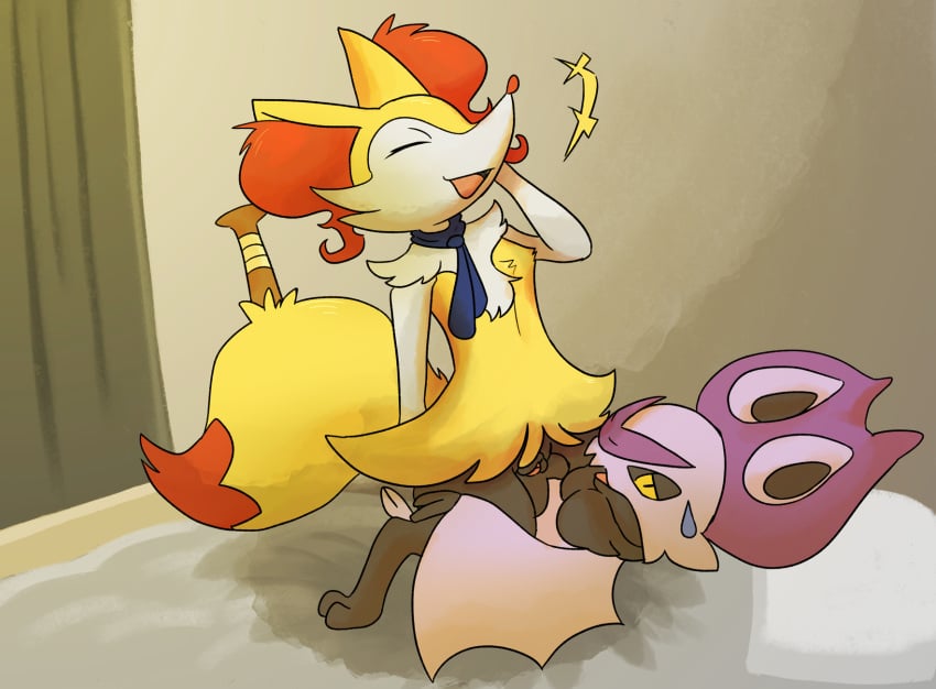 braixen cowgirl_position dialogue female from_front_position generation_6_pokemon hi_res male male/female nintendo noibat on_bottom on_top pokemon pokemon_(species) pokemon_mystery_dungeon screamoshaymin sex spike_chunsoft