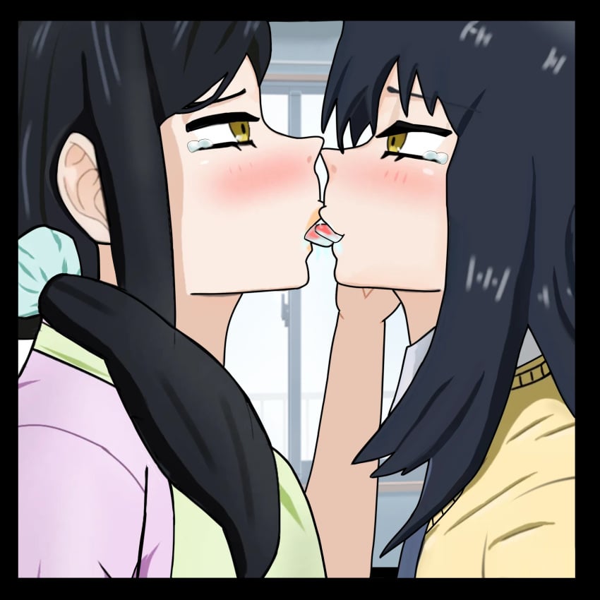 2girls daughter female female_only flushed forced human humiliation incest kissing mieruko-chan milf mother mother_and_daughter mother_and_son multiple_girls saliva school_uniform schoolgirl yotsuya_miko yotsuya_touko yuri