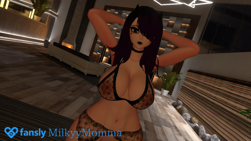 1girls 3d artist_name big_breasts chilloutvr female female_only front_view huge_breasts light-skinned_female light_skin milf milkyymomma milkyymomma_(character) nipples nsfw pale-skinned_female pale_skin self_upload solo thick_ass thick_thighs vr vrchat vrchat_model watermark