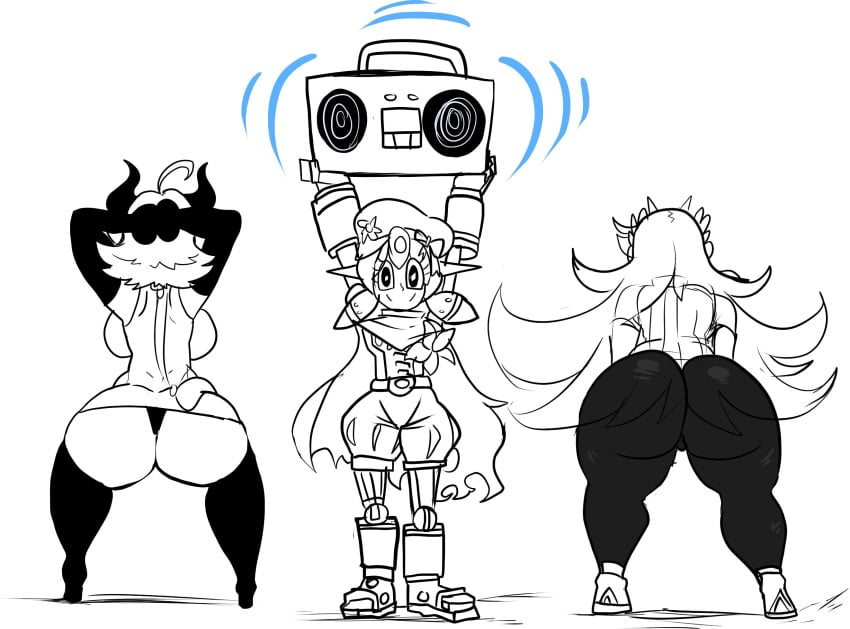 2022 3girls arms_behind_head ass ass_focus ass_shake back_view backboob big_ass boombox female_focus female_only gold_boombox_(prevence) hips huge_ass kora_(xenoblade) large_ass lemonadepikachu long_hair looking_at_viewer mythra_(xenoblade) panties poppi_(xenoblade) poppi_alpha_(xenoblade) shaking_ass shaking_butt short_hair thick_thighs thighhighs thighs twerk_hypnosis twerking underwear upskirt wide_hips xenoblade_(series) xenoblade_chronicles_2