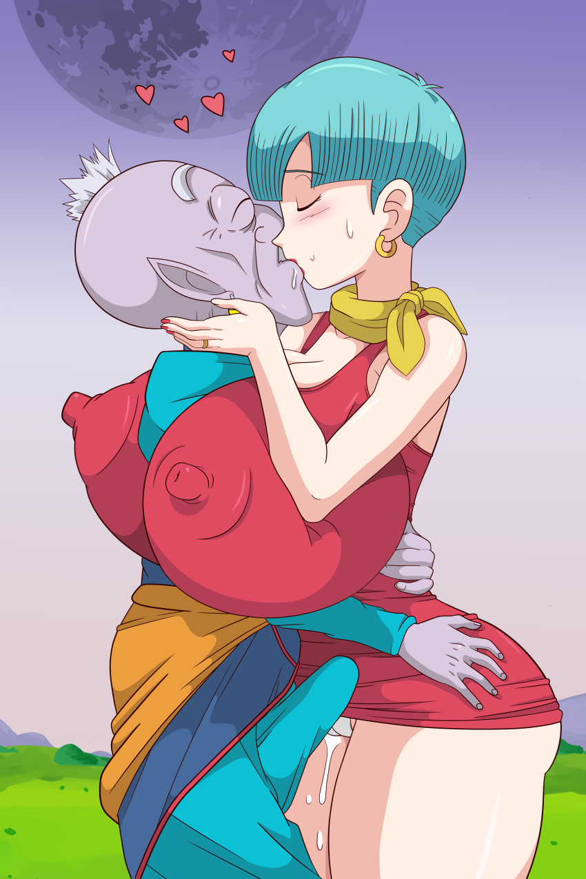 bulma_briefs dragon_ball dragon_ball_z elder_kai huge_breasts male toshiso