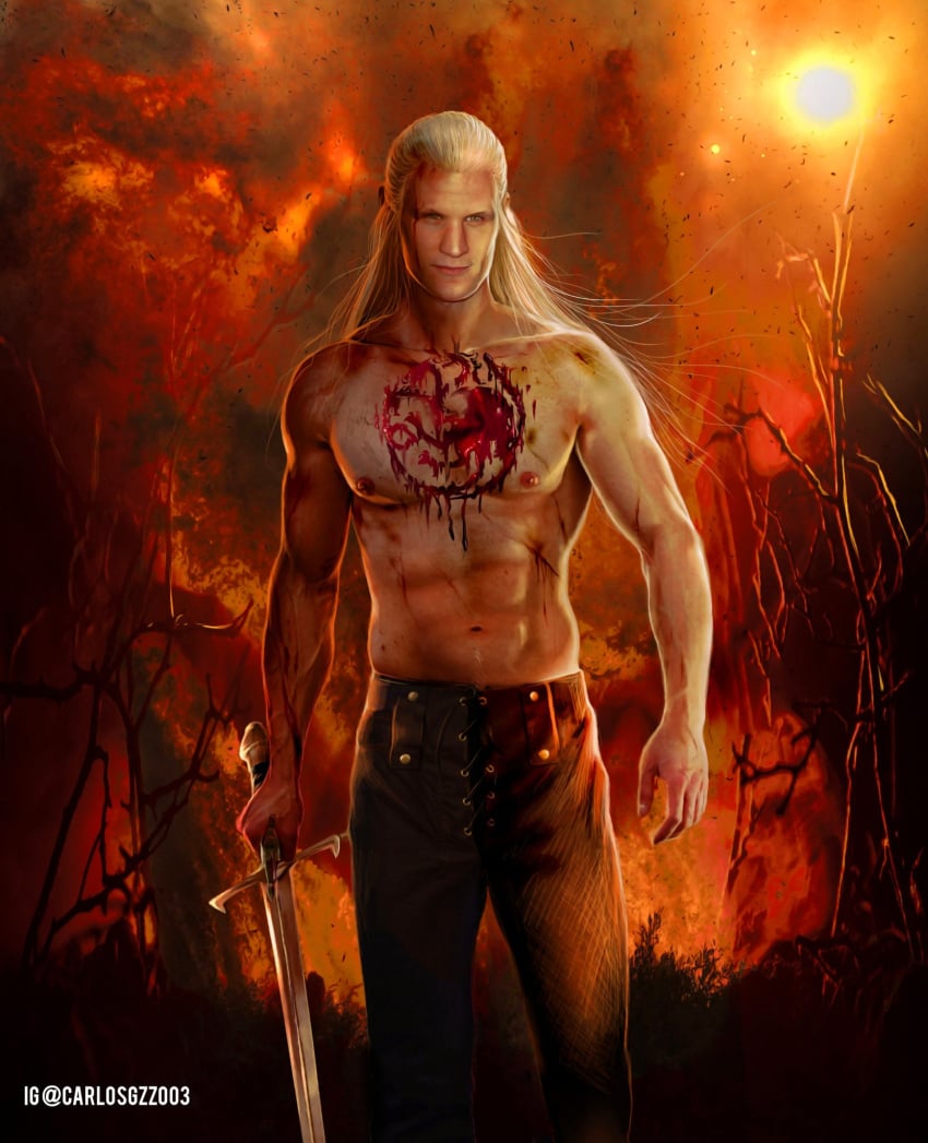 actor carlos_gzz celebrity daemon_targaryen game_of_thrones house_of_the_dragon in_character male male_only matt_smith_(actor) muscles muscular muscular_male shirtless_male targaryen