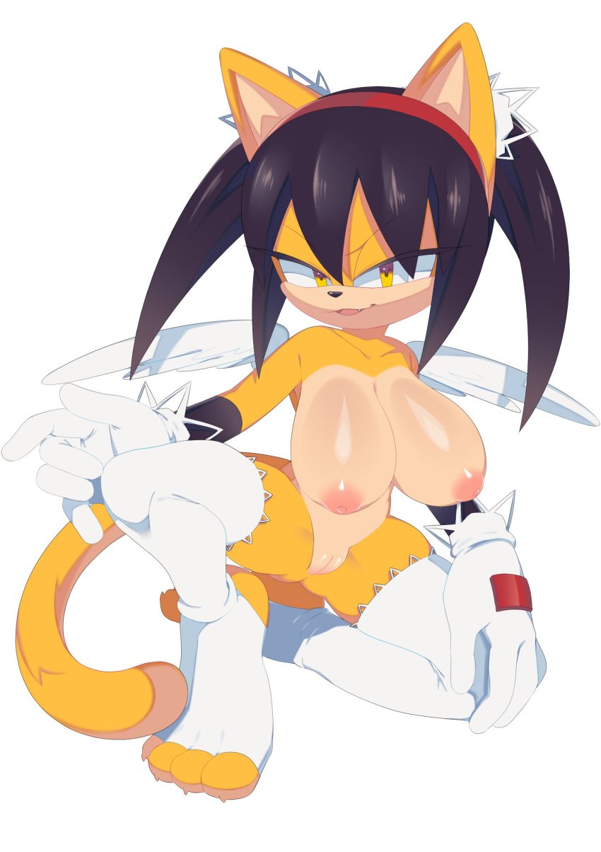 1girls 2022 amber_eyes angel_wings anthro areolae black_hair breasts feline female honey_the_cat huge_breasts large_breasts nipples paws pussy r18 sega sonic_(series) sonic_the_fighters sonic_the_hedgehog_(series) twintails