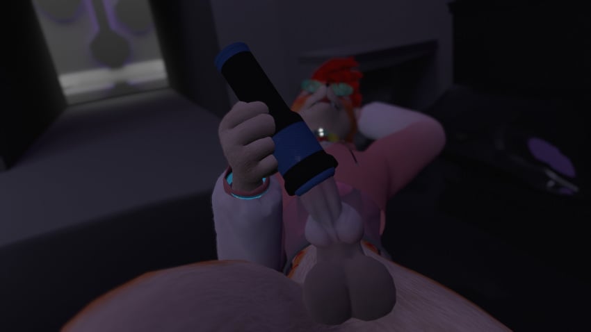 animal_genitalia animal_genitals animal_penis anthro anthro_only balls canid canine canine_genitalia canine_genitals canine_penis fleshlight fur furry furry_only glasses knot looking_up male male_only masturbation penis pink_penis rexis tagme twitter vr_media vrchat vrchat_avatar