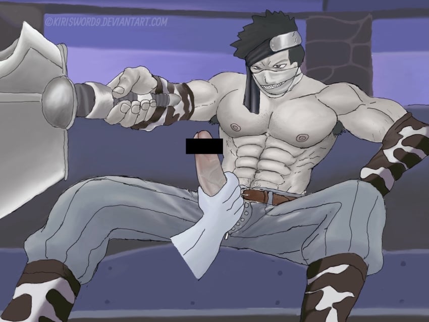 2boys abs bara big_penis censored clothed_sex clothes disembodied_hand face_mask gay handjob hoshigaki_kisame huge_cock kirisword male male_only mask masked_male momochi_zabuza muscles muscular_male naruto naruto_(classic) naruto_(series) semi_nude