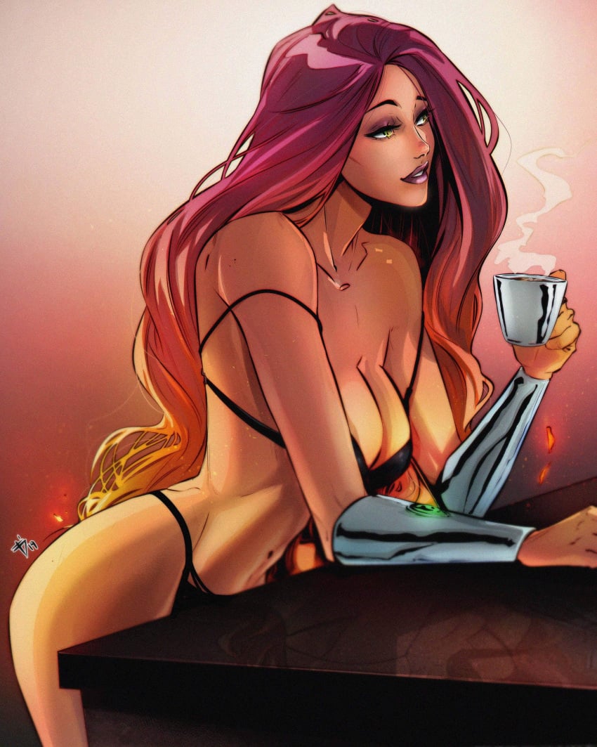 1girls 2019 big_breasts bra bracelet cleavage cup dc dc_comics female female_only fit_female green_eyes koriand'r kory_anders long_hair oliuss panties red_hair solo starfire starfire_(comics) tamaranean teen_titans thick_thighs thong thong_panties underwear voluptuous