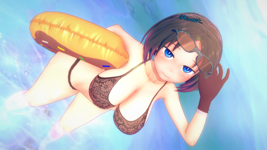 3d 3d_(artwork) bent_over big_breasts bikini dragon_girl elma_(dragon_maid) elmast_ floatie glasses_on_head gloves kobayashi-san_chi_no_maidragon miss_kobayashi's_dragon_maid missionary smug_face