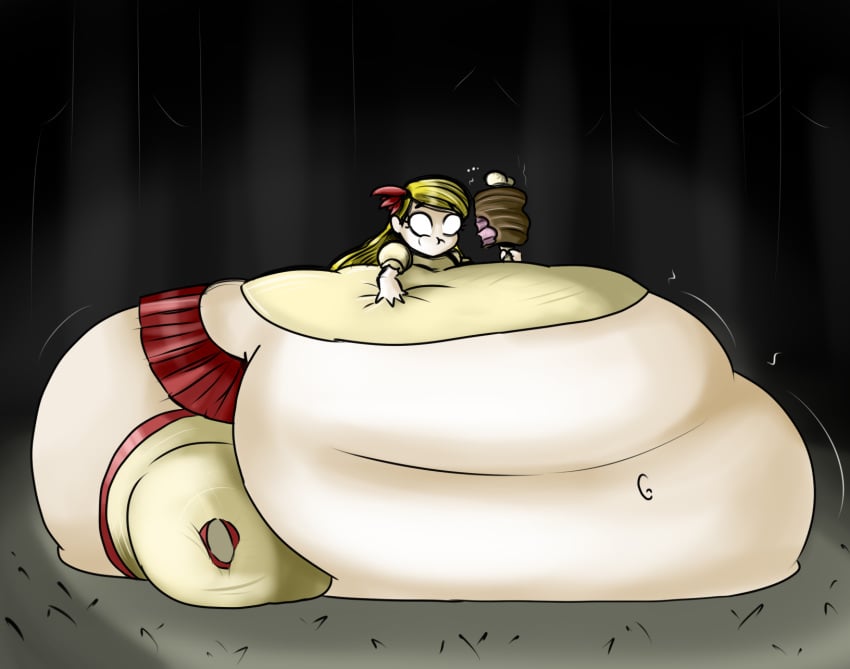 1girls belly_grab blob digested_prey dont_starve dont_starve_together eating eating_food food grabbing_belly huge_ass huge_belly immobile meat morbidly_obese morbidly_obese_female organicgranite overweight overweight_female skirt vore weight_gain wendy_(don't_starve)