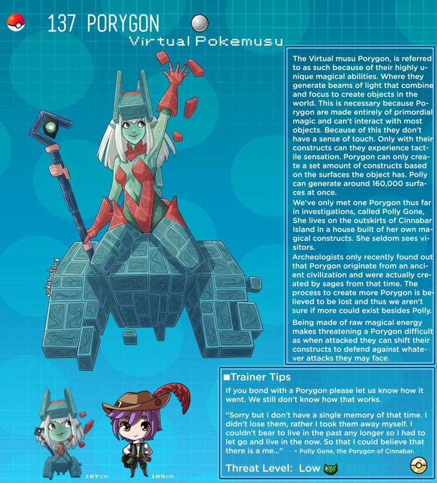 creature_index english_text female_focus golem kinkymation mineral_fauna mineral_humanoid monster_girl nintendo page_137 page_number pokemon pokemon-girl_encyclopedia pokemusu porygon profile solo_female tagme terrance_rainer_(kinkymation) text text_box