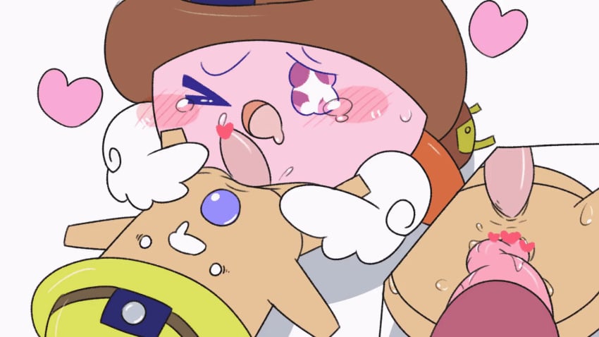 >_< 2021 anal anal_sex animal_genitalia animated big_penis blush bodily_fluids censored clothing cowboy_hat duo fortune_trinity genital_slit genitals hanitaro hat headgear headwear heart hearts_around_body hi_res konami loop male male/male open_mouth orb-kun penetration penis poi_(artist) sex short_playtime slit sweat tapering_penis video_games waddling_head yaoi