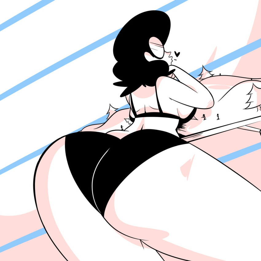 1girls ass ass_focus black_hair blowing_kiss bra butt diary_of_a_wimpy_kid female female_focus female_only glasses heart milf panties partially_clothed susan_heffley tease white_body