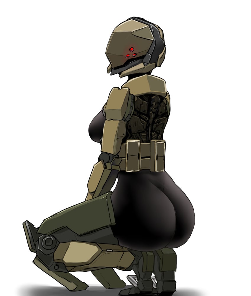 absurdres aegis_(girls'_frontline) ass breasts female full_body genderswap genderswap_(mtf) girls'_frontline highres joints mechanical_parts medium_breasts robot_joints robutt rule_63 solo squatting yanagui