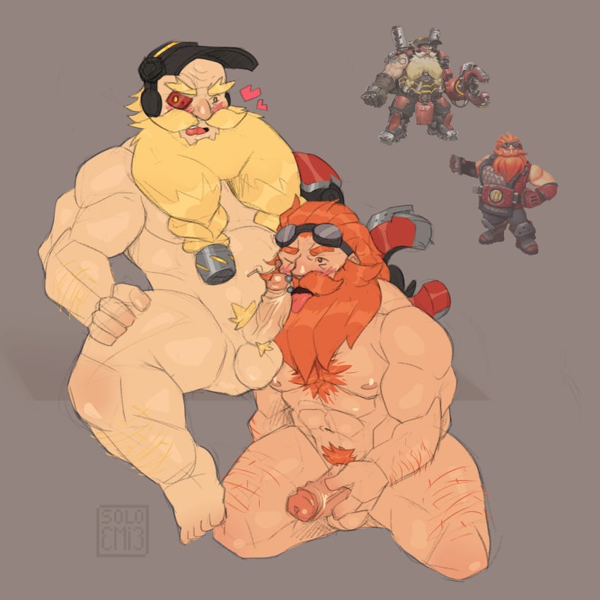 bara barik_(paladins) dwarf gay ginger ginger_hair male male_only overwatch paladins soloemi_(artist) torbjörn