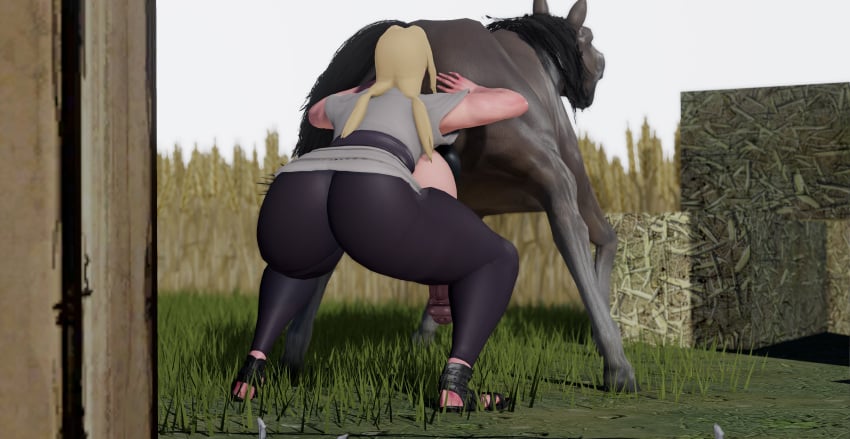 1animal 1girls 3d 3d_(artwork) beast_rimming blonde_hair erect_nipples erection grass happy_sex hex3d hi_res highres horse horse_penis horsecock huge_ass huge_breasts huge_cock human interspecies large_breasts large_penis long_hair naruto naruto_shippuden outdoor_sex outdoors outside pleasure_face sex straight tsunade venus_body zoophilia