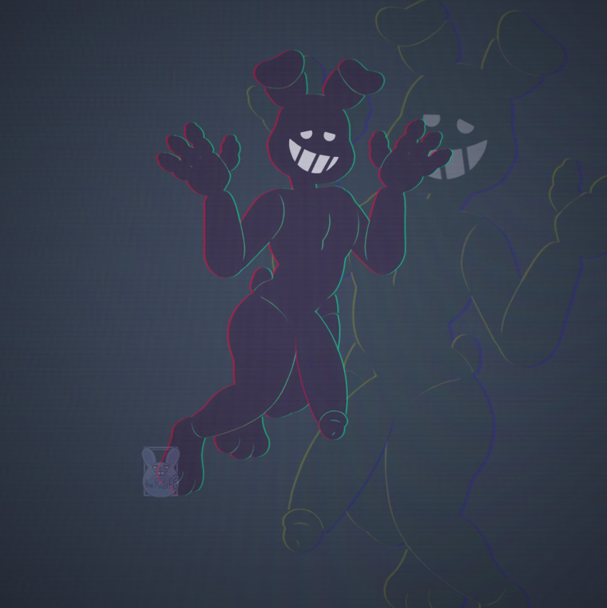 1boy alternate_version_available balls big_penis black_body black_fur bulge bunny erect_penis erection feet five_nights_at_freddy's five_nights_at_freddy's_2 genitals glitch half-erect lagomorph male male_focus male_only nervous pecs penis rabbit rabbit_ears rabbit_humanoid retracted_foreskin shadow_bonnie smiling tail the_ornyrabi77 therabit toes uncut