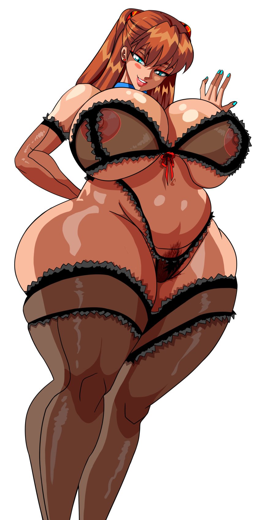 1girls alcione asuka_langley_sohryu big_breasts blue_nails breasts female_only fingernails huge_breasts lingerie nail_polish neon_genesis_evangelion solo solo_female tagme thick_thighs voluptuous wide_hips