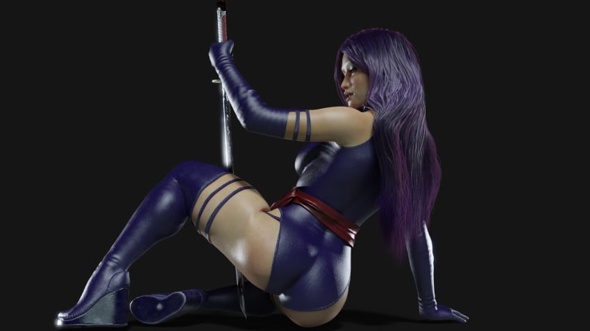 1girls asian_female betsy_braddock big_ass bodysuit elmeistro fit_female heroine japanese leather leotard marvel marvel_comics psylocke purple_hair solo_female solo_focus straight_hair superhero superheroine tagme tight_clothing x-men