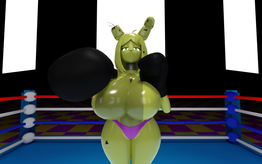 1girls boxing boxing_gloves boxing_match cometfnia dominant_female five_nights_at_freddy's five_nights_in_anime pov solo springtrap springtrap_(fnaf) tagme