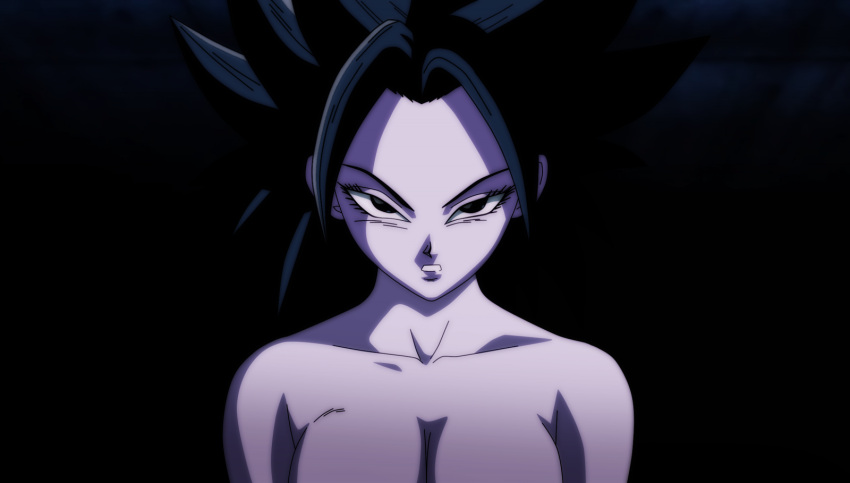 1girls accurate_art_style ambiguous_nudity black_background caulifla dragon_ball dragon_ball_super female_saiyan salvamakoto shadows shounen_jump solo solo_female style_parody tagme