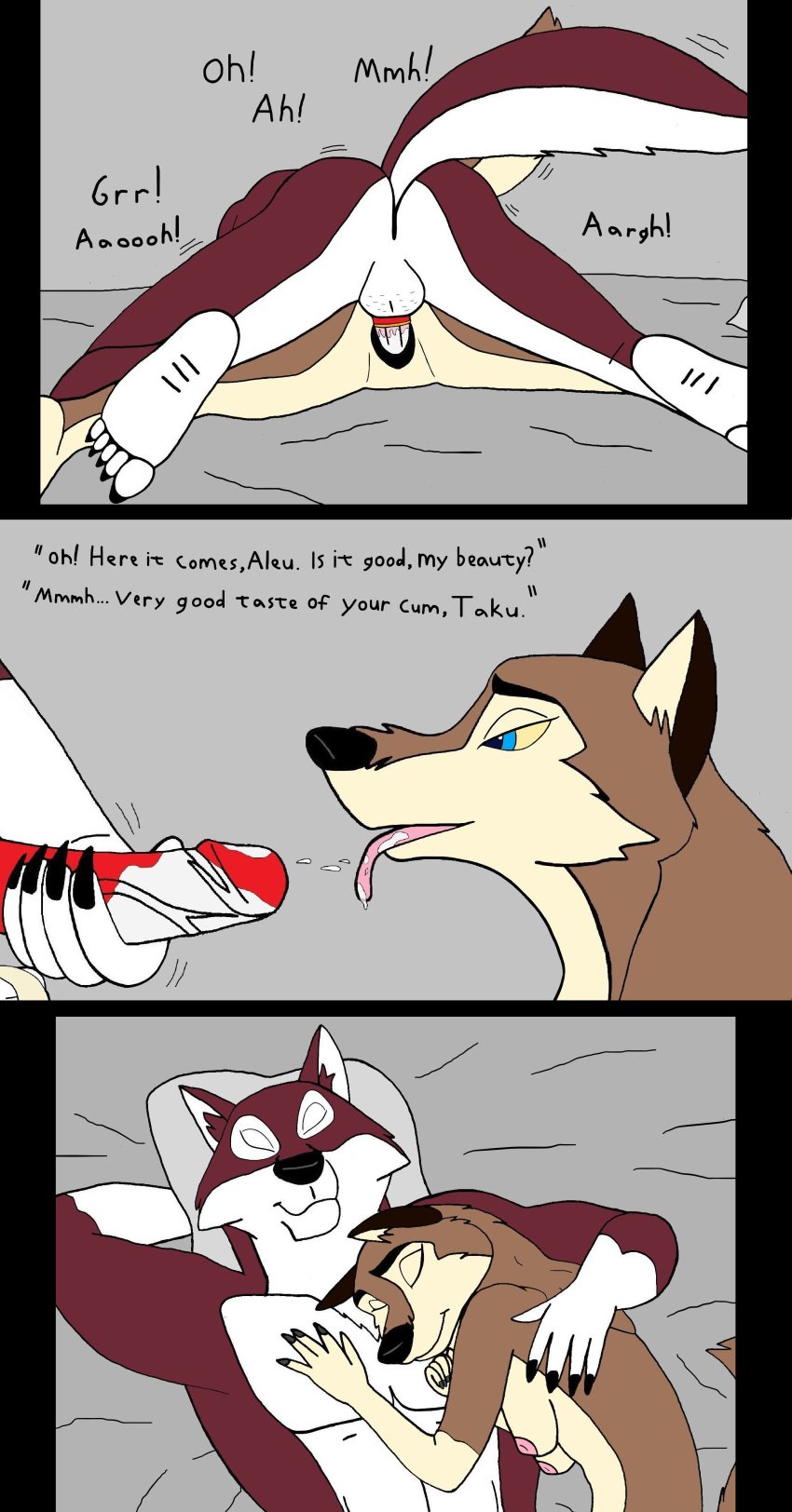 absurd_res aleu_(balto) anthro balto_(film) bodily_fluids breasts canid canine canis closed_eyes comic condom cozy cum cum_on_penis cum_on_tongue cumshot doggy_style duo ejaculating_cum ejaculation embrace female female_penetrated feral from_behind_position gasping genital_fluids genitals half-closed_eyes happy hi_res hug hybrid looking_pleasured love male male/female male_penetrating male_penetrating_female mammal masturbation muscular muscular_male narrowed_eyes nipples nude penetration penis rollriver romantic romantic_couple romantic_sex sex sexual_barrier_device sleeping smile taku taku_(balto) tongue tongue_out universal_studios vaginal_penetration wolf wolfdog