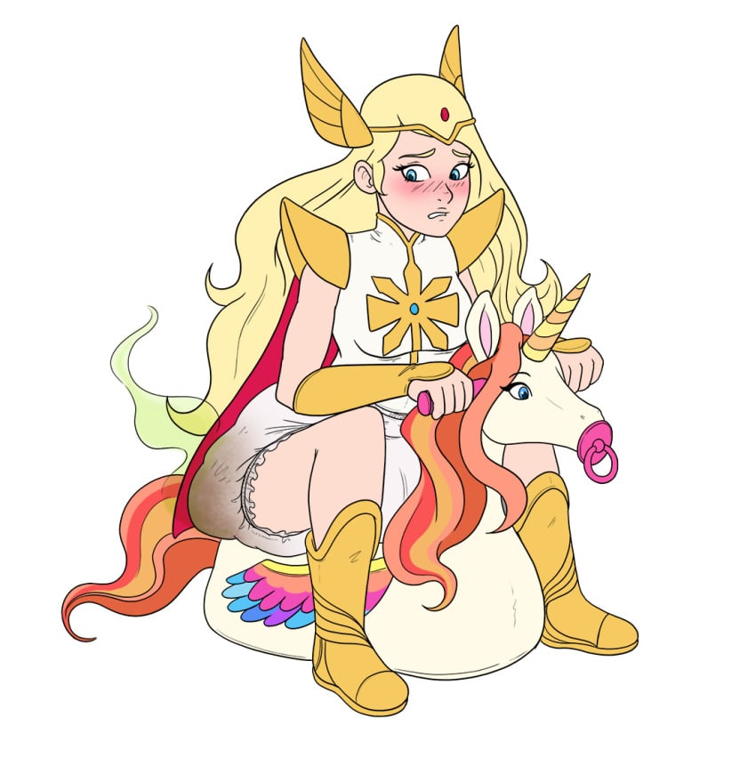 1girls abdl adora alicorn armor blonde_female blonde_hair blue_eyes blush boots bracer degradation diaper dress embarrassed female female_only gold_boots gritted_teeth human humanoid humiliation light-skinned_female light_skin long_hair looking_down messy_diaper pauldrons platinum_blonde_hair rocking_horse scat she-ra she-ra_and_the_princesses_of_power simple_background skirt soiling soiling_diaper solo solo_female swift_wind thick_thighs tiara two_tone_clothing very_long_hair white_diaper white_dress white_skirt wishberri