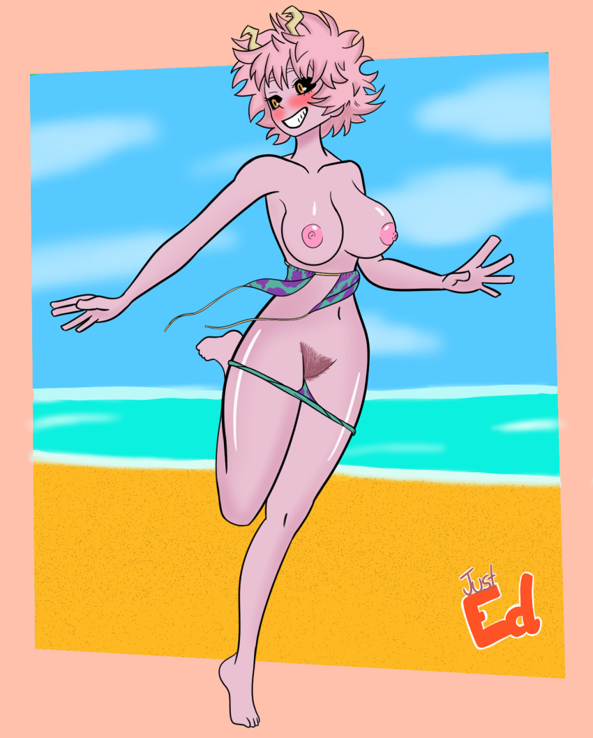 female_only just_ed mina_ashido my_hero_academia pink_hair pink_skin pubic_hair short_hair