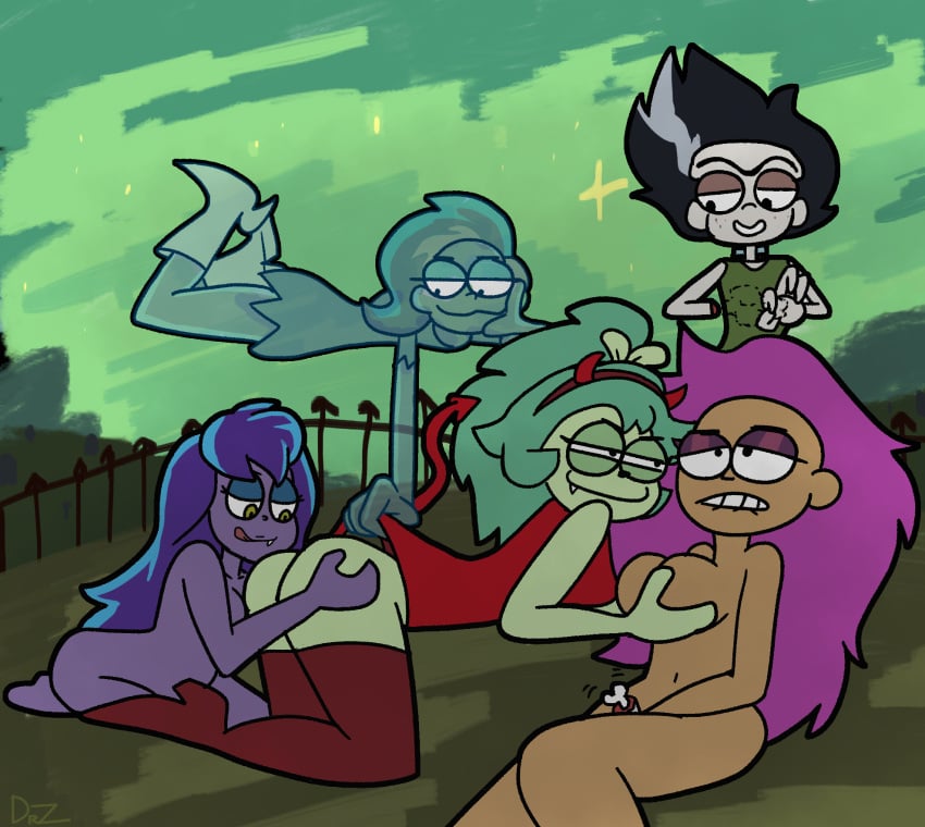 5girls :3 adult_fink anthro ass bite biting_lip breasts cartoon_network clothed clothing clothing_lift dress drz_nsfw elsa_frankenteen enid enid_(ok_k.o.!_lbh) eyebrows fangs female fink_(ok_k.o.!_let's_be_heroes) ghost ghoul_school group hand_on_breast hand_on_butt hand_on_pussy hanna-barbera hi_res horn human lesbian looking_at_another mammal monster multiple_girls murid murine nude ok_k.o.!_let's_be_heroes outside phantasma_phantom rat red_horn rodent scooby-doo shirt shirt_lift sibella_dracula snaggle_tooth spade_tail spirit topwear undead unibrow vampire yuri zombie